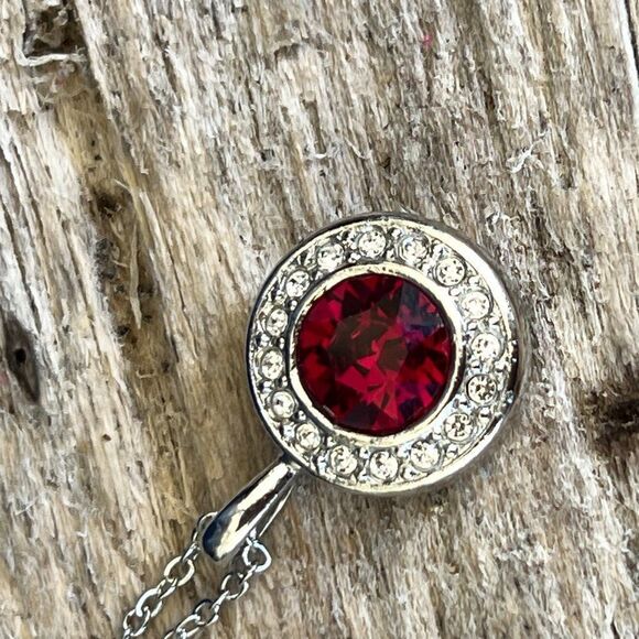 Ruby Halo Necklace with Swarovski Crystals - Picture 3 of 13